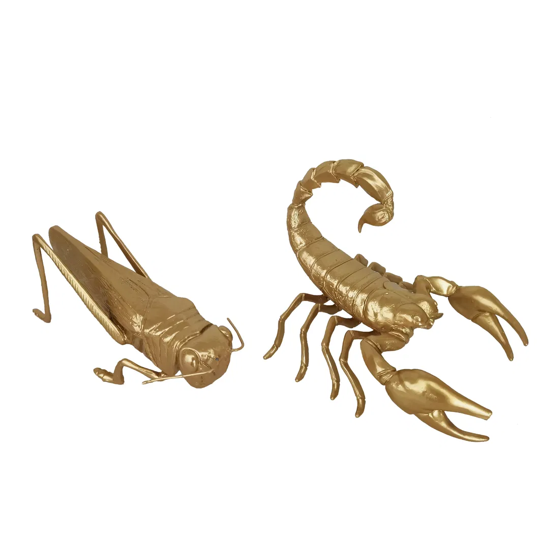 Decorative Metal Sculpture Vivid Animal Ornaments Gold Painted Butterfly Ant Statue