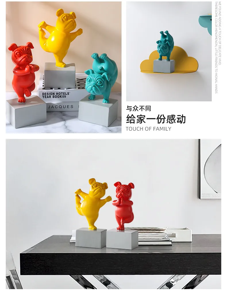 Desk Top Bulldog Resin Crafts Kit Yoga Animal Kawaii Design Factory