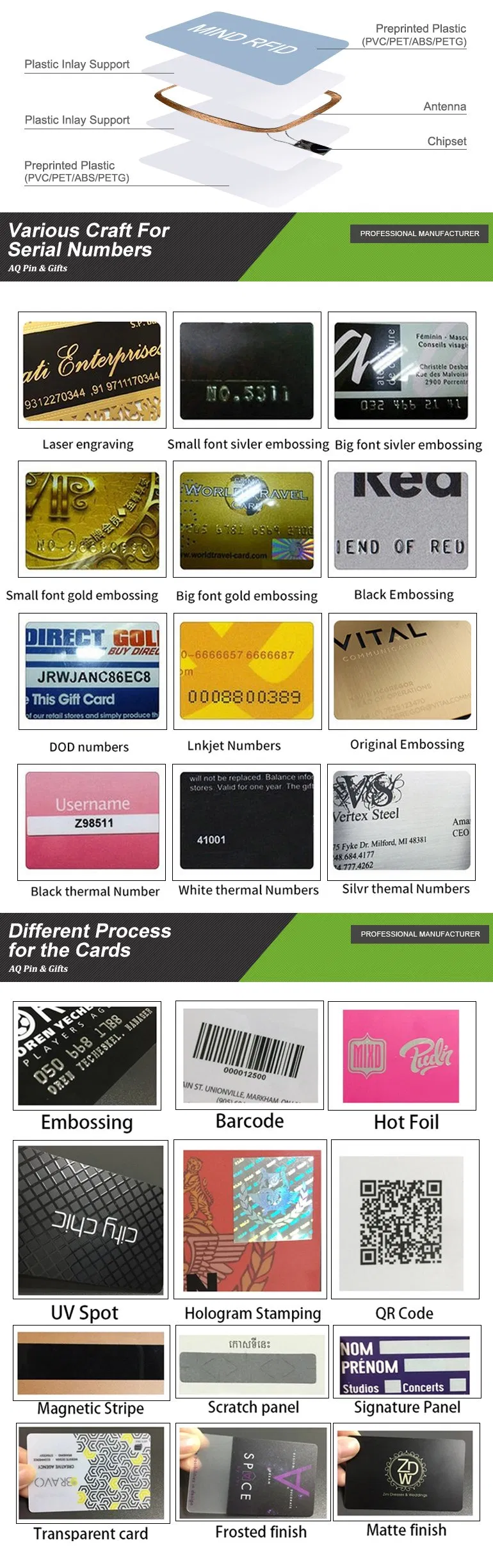 Embossing Encoder Custom Cac Smart Clear PVC Business NFC Tag Visiting Sample Prepaid Metal Name Business Card