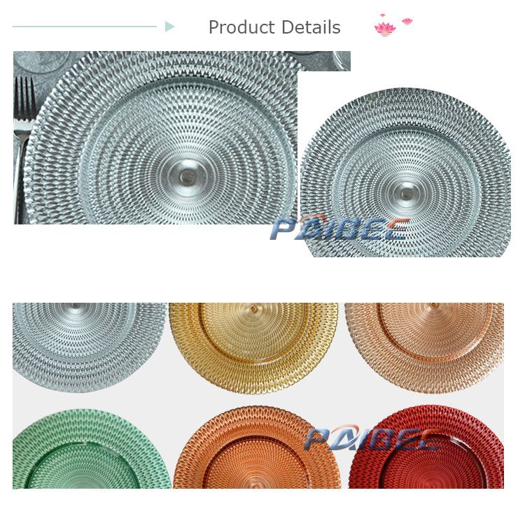 European Wedding Glass Charger Plates Rose Gold Charger Plates