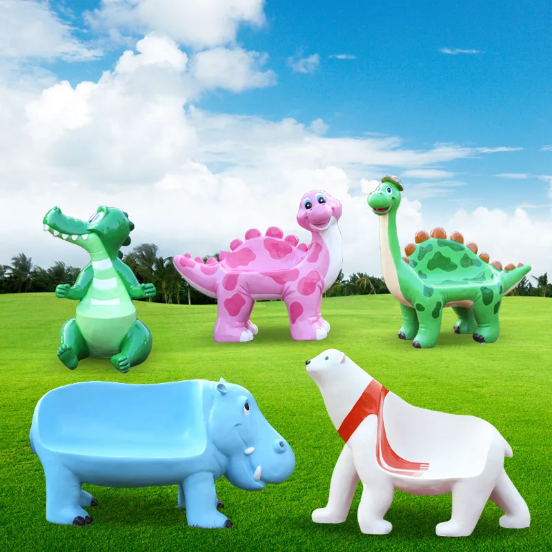 Factory Cheap Price New Design Outdoor Resin Cartoon Animals Seating Fiberglass Animal Seating for Sale