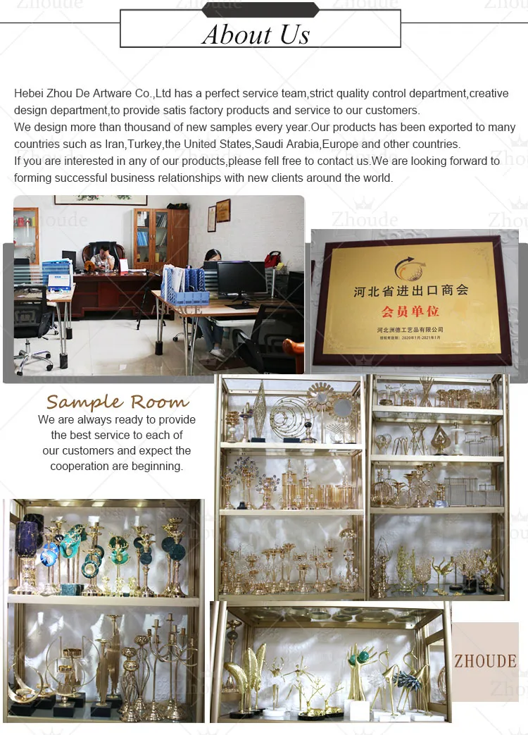 Factory Customized Luxurious Golden Metal Electroplated Table Decoration for Living Room