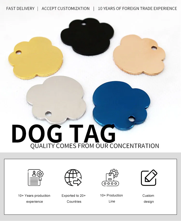 Factory Supplier Custom Service Dog Pet Tag Paw