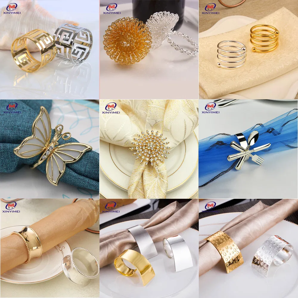 fashion Style Wedding Hotel Carbon Steel Animals Napkin Ring Set Butterfly