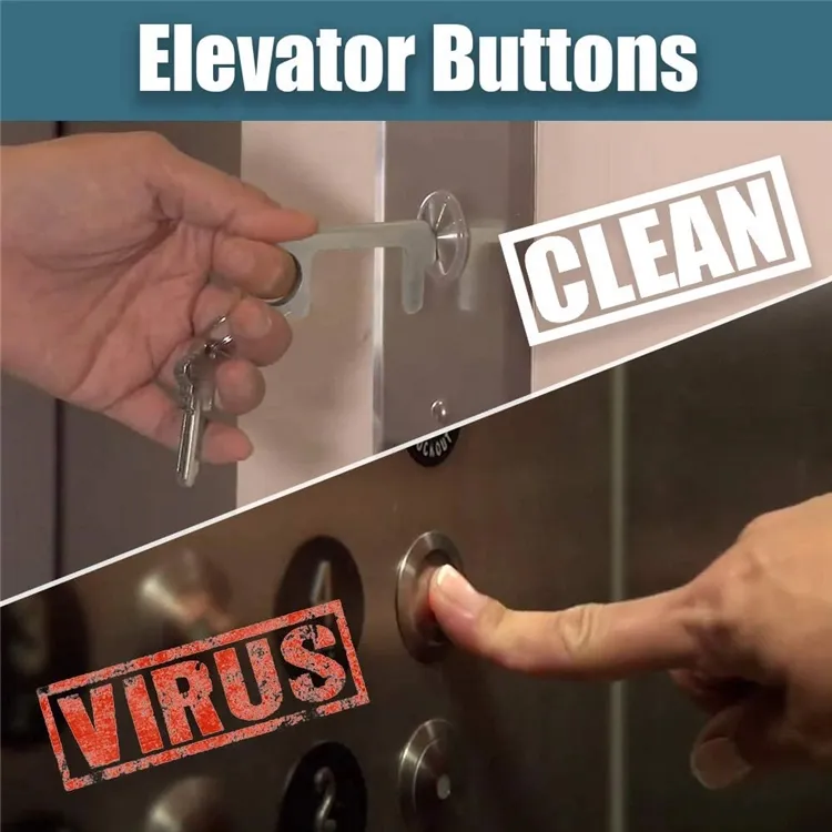 Fast Delivery Germ Free Door Opener Key Chain Protective Hygiene Hand Antimicrobial Brass EDC No Touch Door Opener Keychain