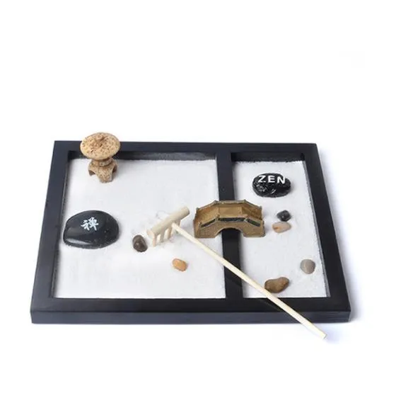 Feng Shui Sand Mini Buddha Yin & Yang Meditation Zen Garden for Tabletop