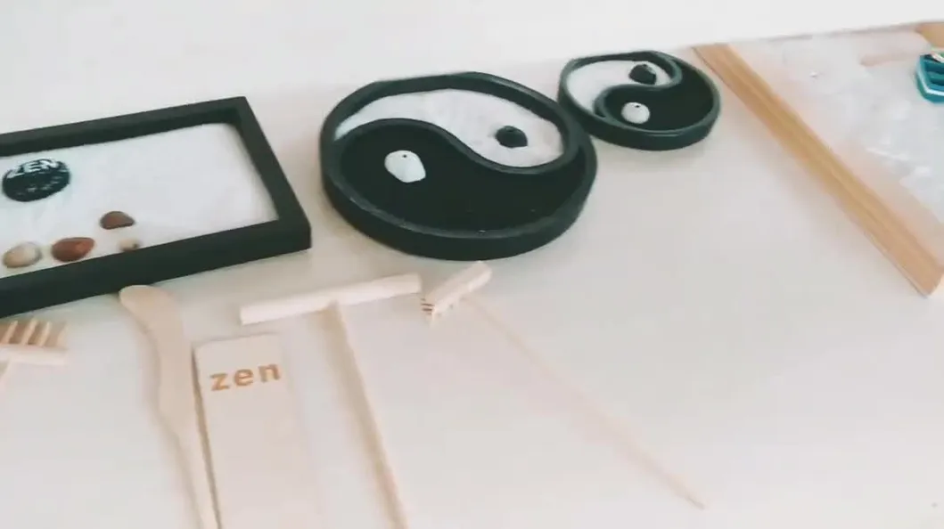 Feng Shui Sand Mini Buddha Yin & Yang Meditation Zen Garden for Tabletop