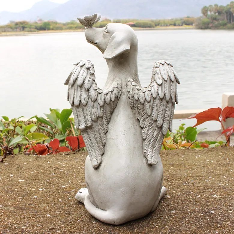 Garden Decoration Angel Sleeping Cat Statue Sculpture Resin Memorial Outdoor Pet Animal Tombstone