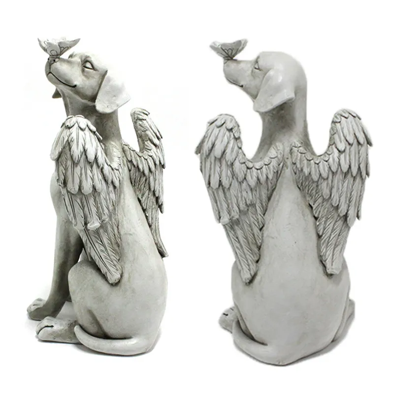 Garden Decoration Angel Sleeping Cat Statue Sculpture Resin Memorial Outdoor Pet Animal Tombstone