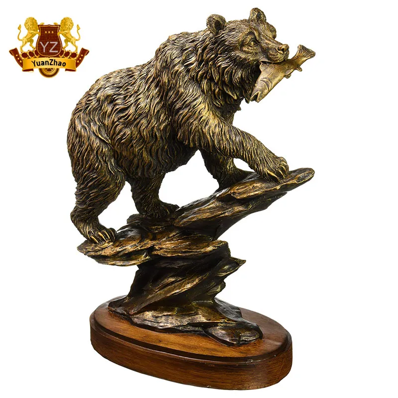 Garden Decoration Bronze Bear Eating Fish for Sale