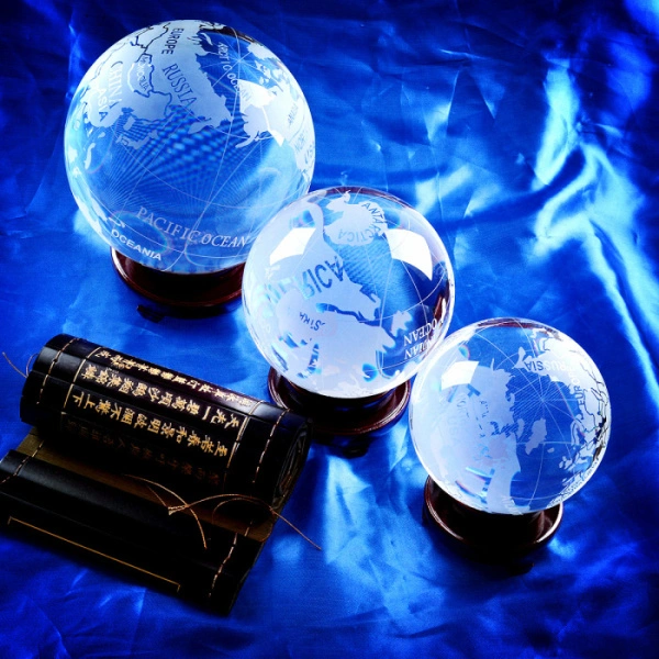 Glass Crystal Globe with Wood/Wooden Base