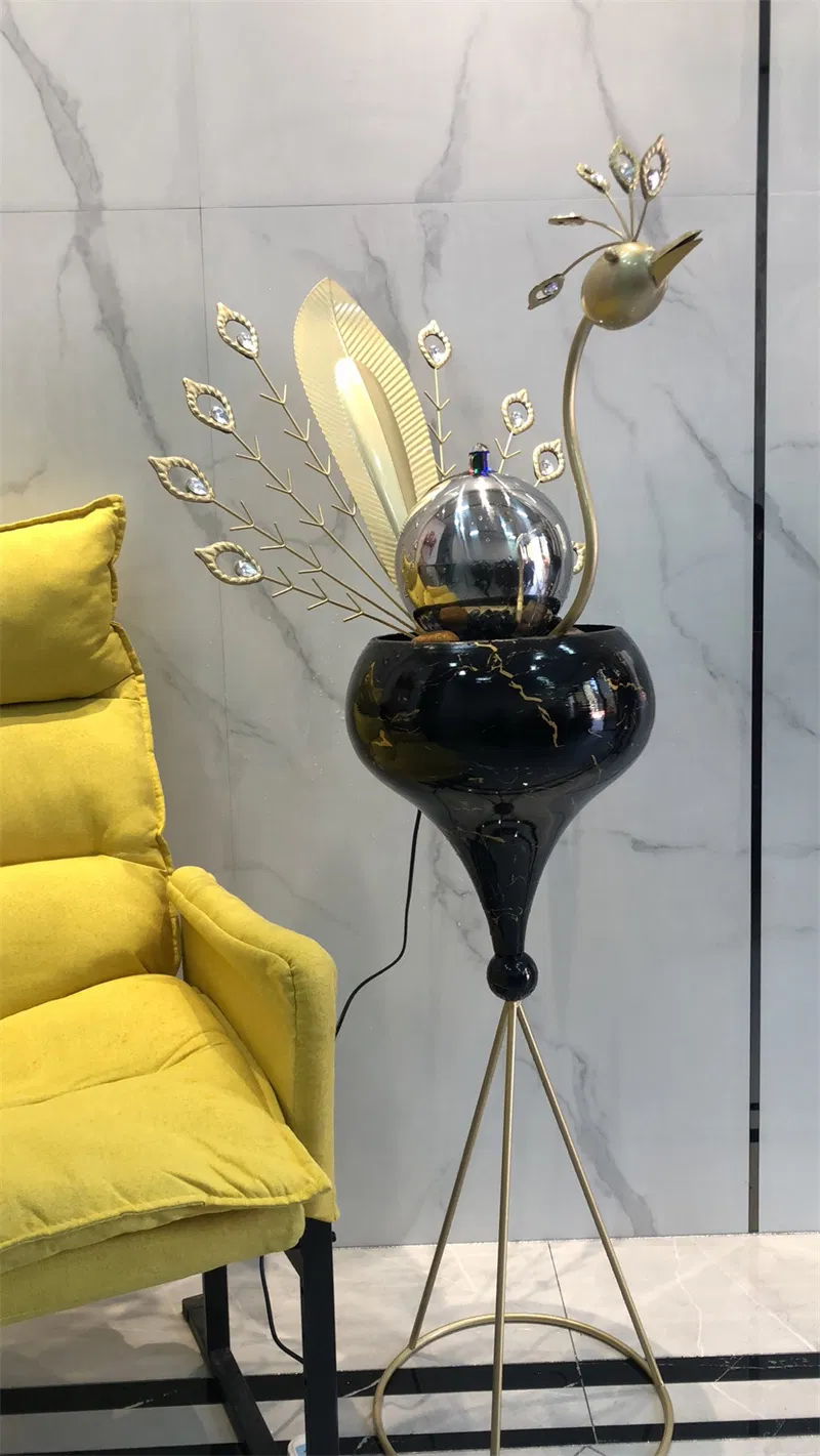 Good Price Indoor Metal Flowing Water 55" H Peacock Decoration