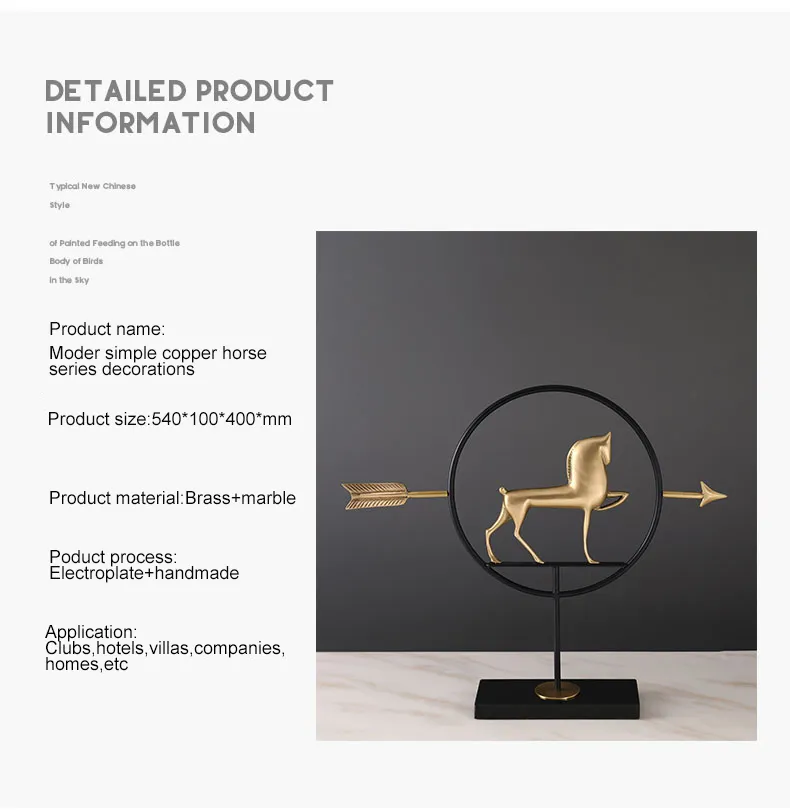 Good Quality Accessories Light Luxury All Brass Ornaments Horse Antique Indoor Animal Sculpture Modern Home Decor