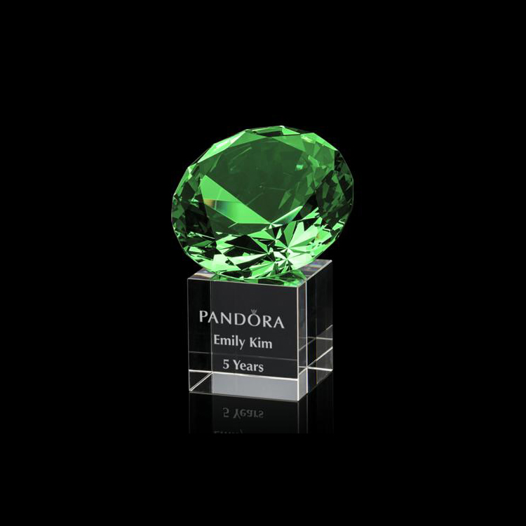 Handmade Glass Green Color Paper Weight Wedding Crystal Diamond Trophy Award Souvenir Crystal Gift