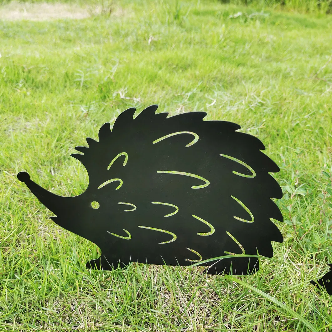 Hedgehog Silhouette Animal Garden Stake S/4
