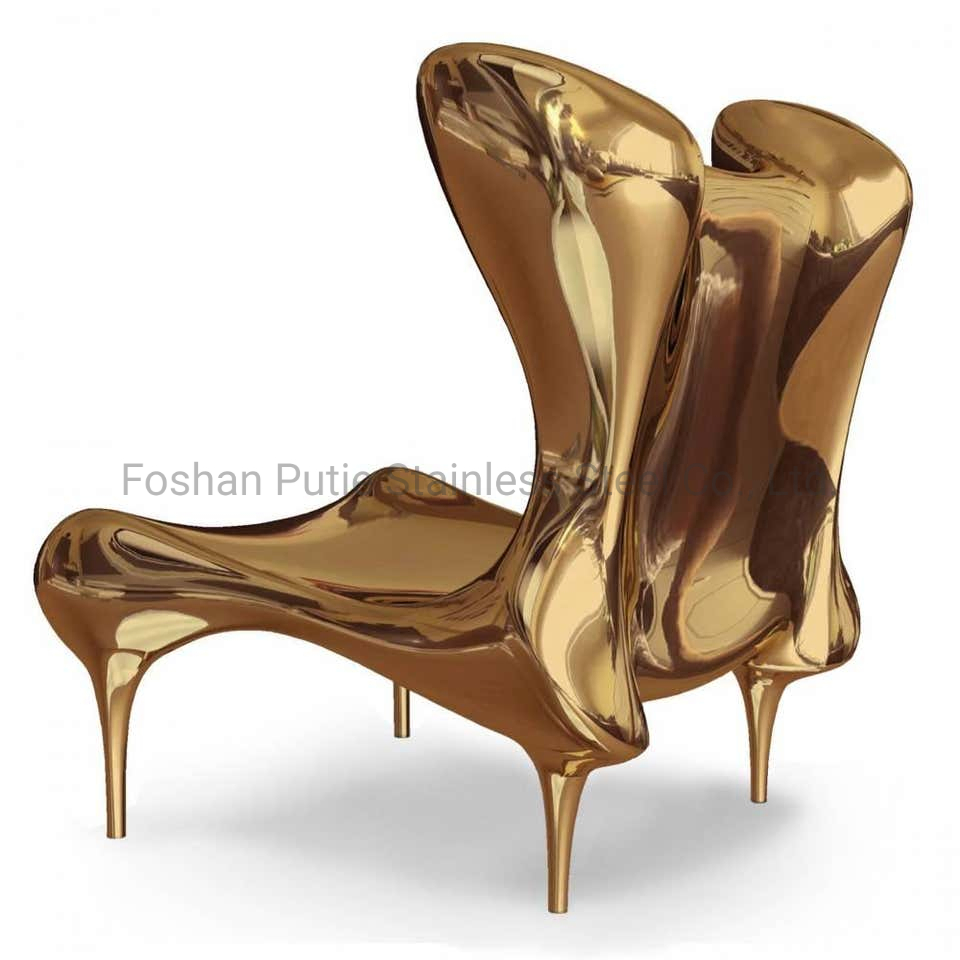 High Back Modern Stainless Steel Art Furniture Sofa Wingback Chair