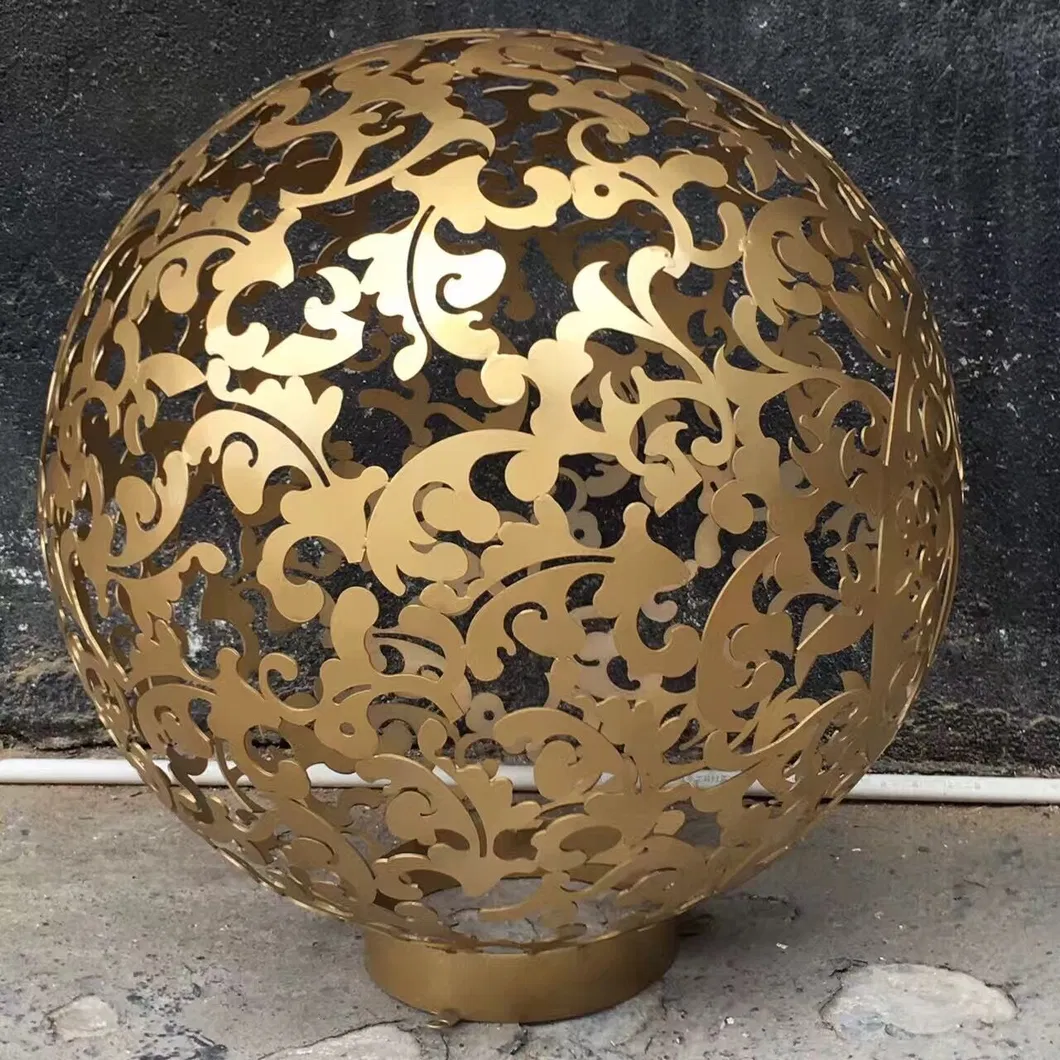 High Quality Handicraft Hollow Design Stainless Steel Sphere Sculpture Ball Statue