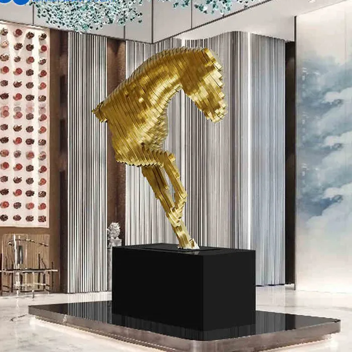 High Quality Indoor Hotel Decor Stainless Steel Large Horse Statue