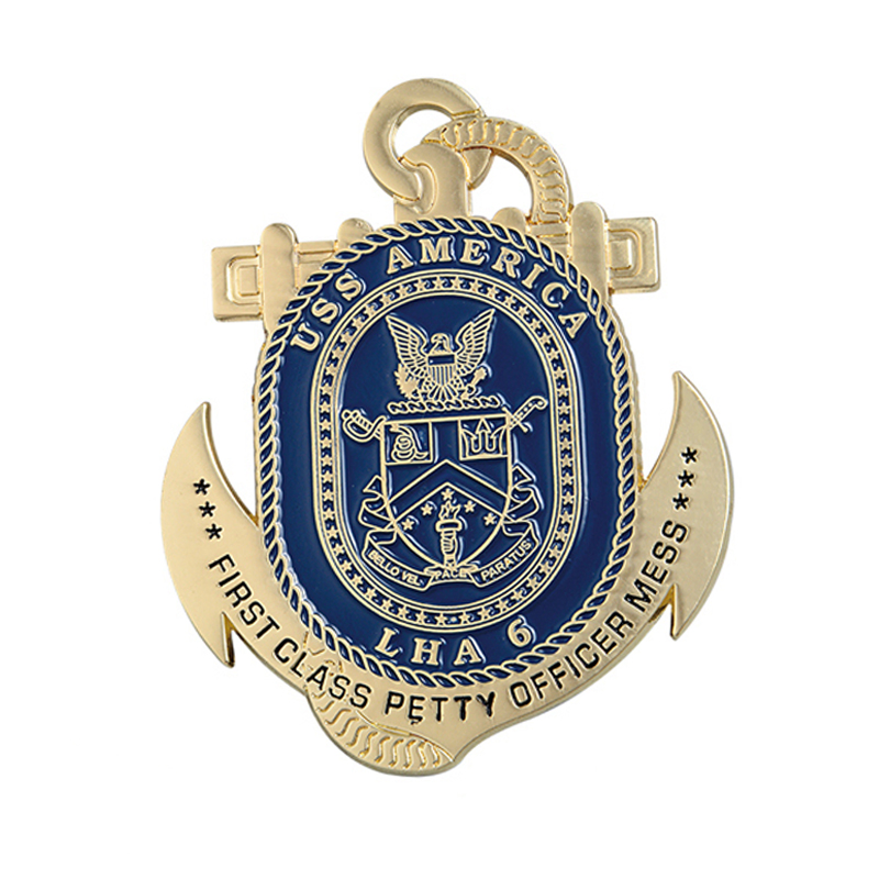 High Quality Uss America Military Coin in Gold Plating