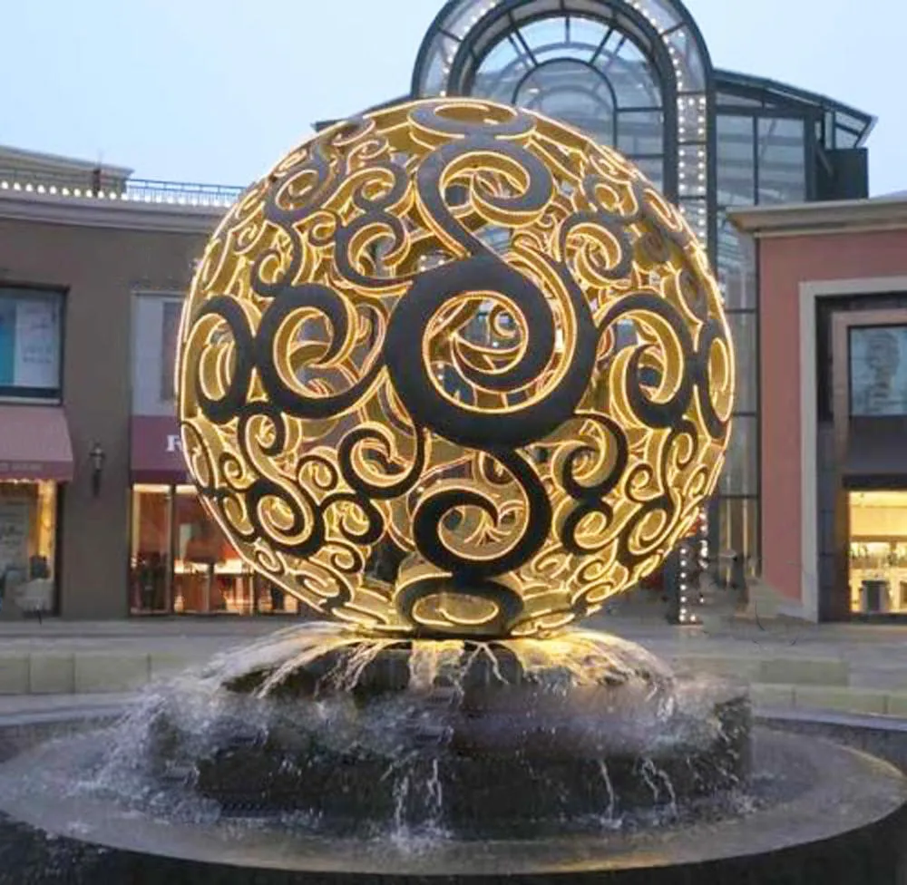 Hollow Sphere Globe Lighting Figure Fashion Stainless Steel Home Decor Pool Sculpture