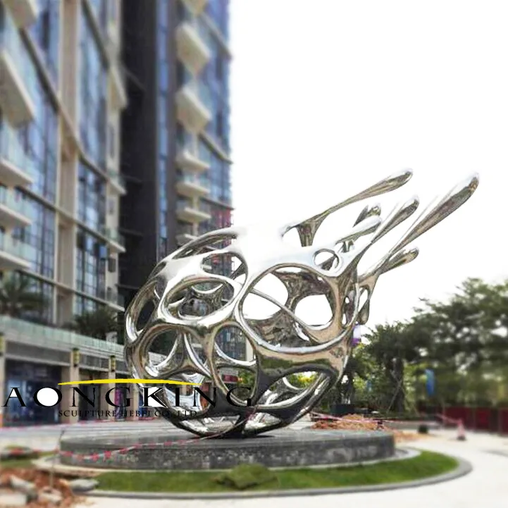 Hollow Sphere Holes Abstract Splash out Creative Metal Garden Modern Outdoor Sculptures