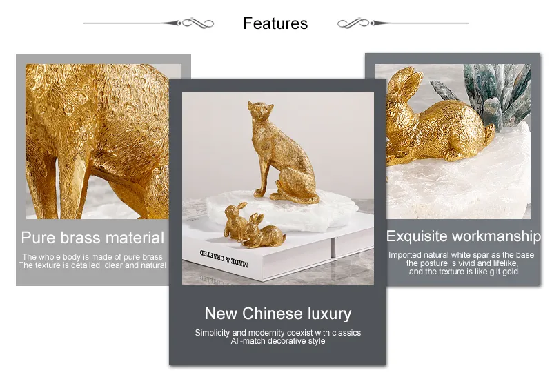 Home Furnishings Modern Living Room Decorating Designs Decor Animal Sculpture Brass Accessories