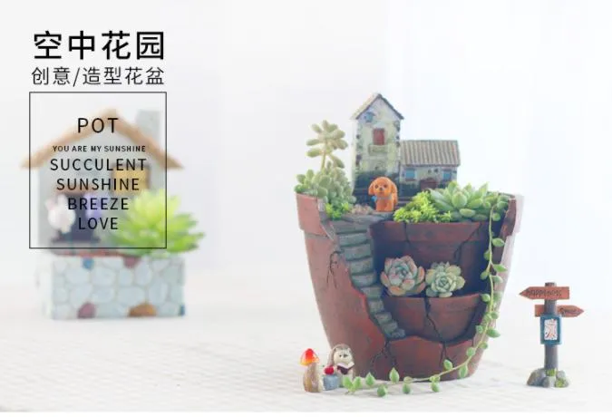 Home Sky Garden Creative Zakka Meaty Flowerpot Micro Landscape with Resin Craft Gifts-1