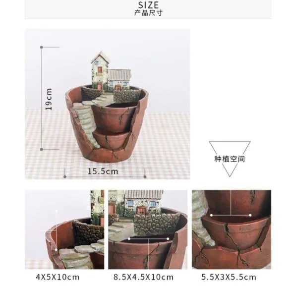 Home Sky Garden Creative Zakka Meaty Flowerpot Micro Landscape with Resin Craft Gifts-1