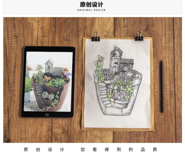 Home Sky Garden Creative Zakka Meaty Flowerpot Micro Landscape with Resin Craft Gifts-2