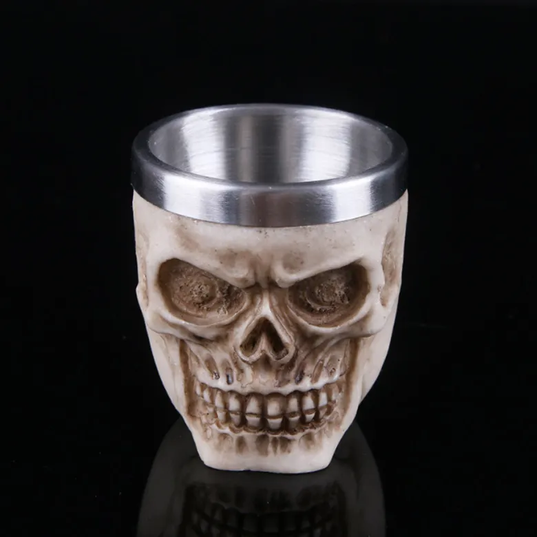 Hot Creative Halloween Creepy Tankard Cup 3D Design Skull Coffee Mug with Stainless Steel Interior