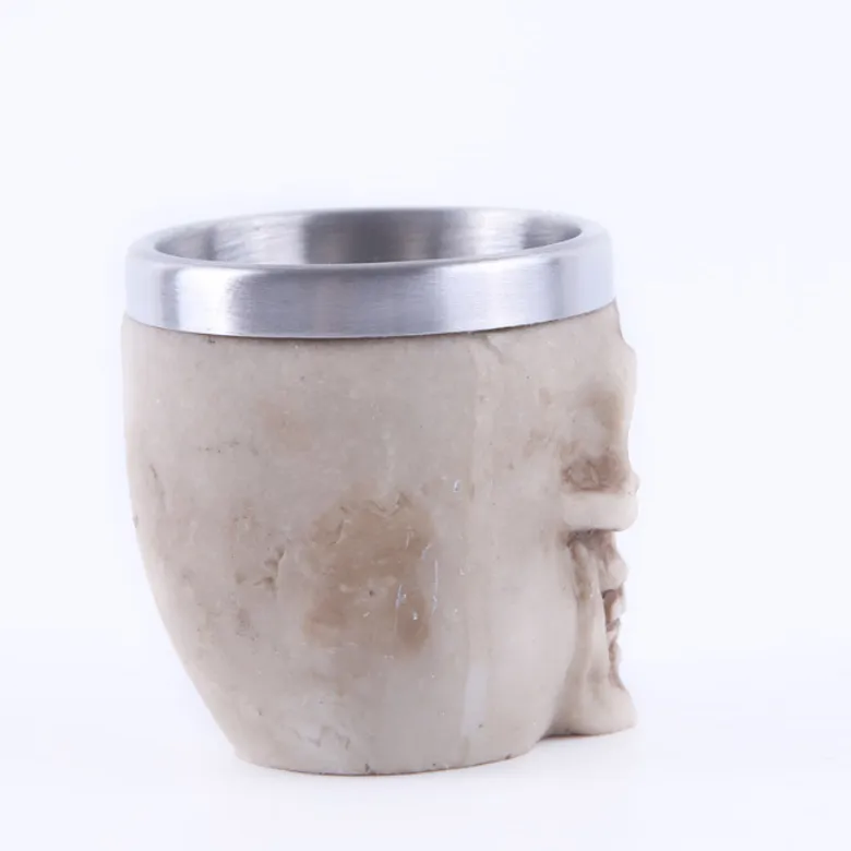 Hot Creative Halloween Creepy Tankard Cup 3D Design Skull Coffee Mug with Stainless Steel Interior