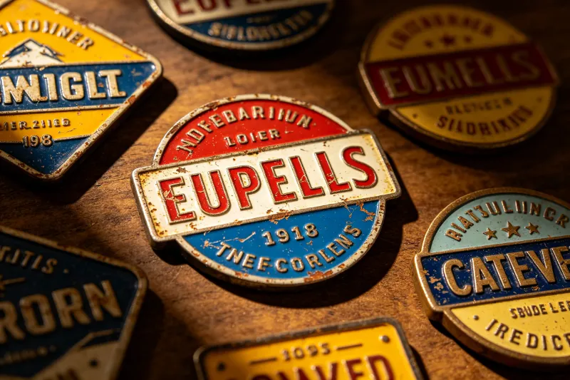 Round Souvenir Fridge Magnets with Retro Design