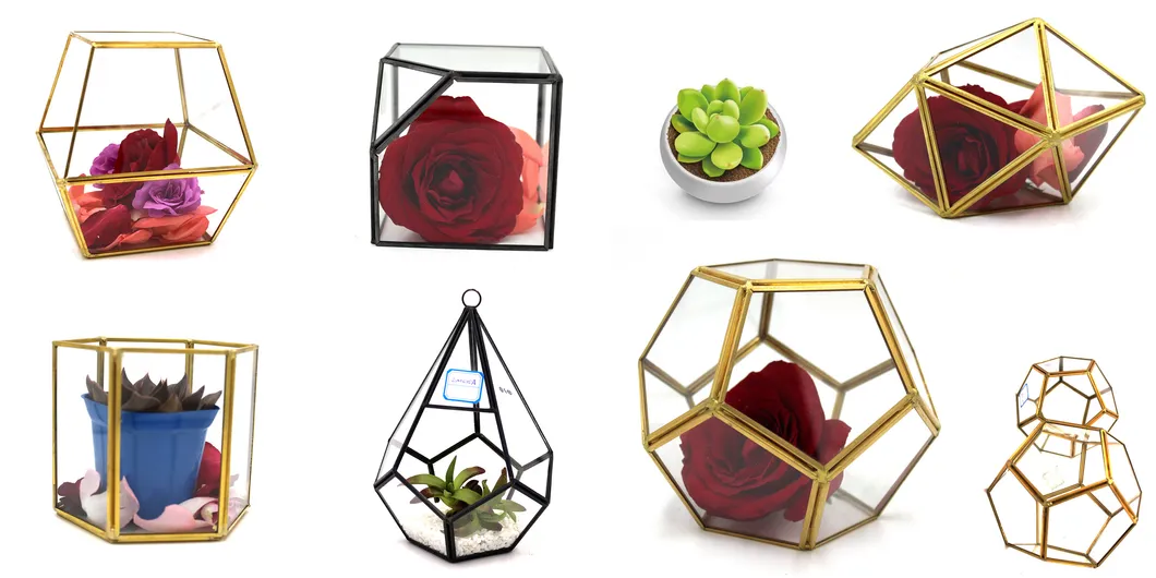 Irregular Copper Handmade Glass Flower Pot for Succulents Fern Moss