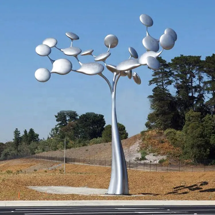 Large Outdoor Public Square Decorative Huge Landmark Metal Stainless Steel Tree Sculpture