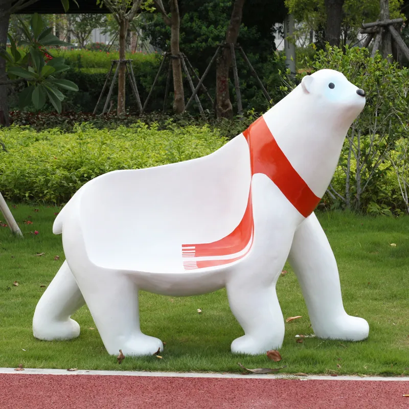 Life Size Cartoon Fiberglass Animals Seating Chairs for Outdoor Park Kid Decoration