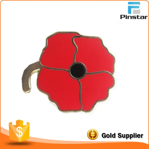 Manufacturers Custom Metal Crafts Poppies and National Flag Imitation Enamel Badge Metal Commemorative Badge