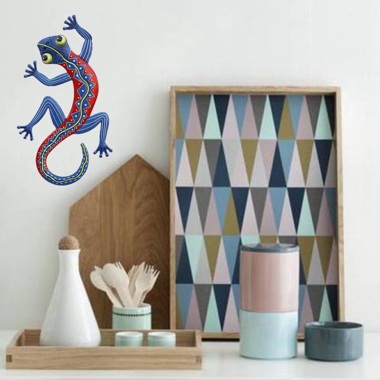 Metal Art Sculpture Gecko Garden Wall Decor Outdoor Backyard Garden Home Decoration