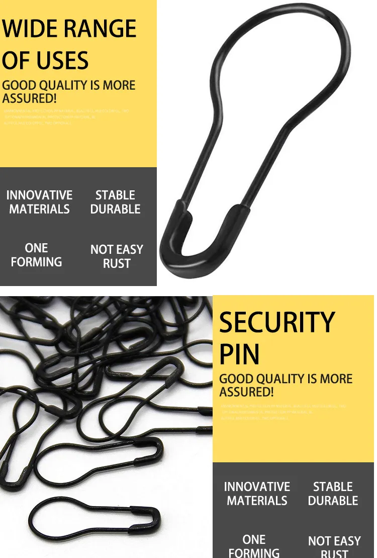 Metal Black Safety Gourd Bulb Pin for Clothing Crafting and DIY