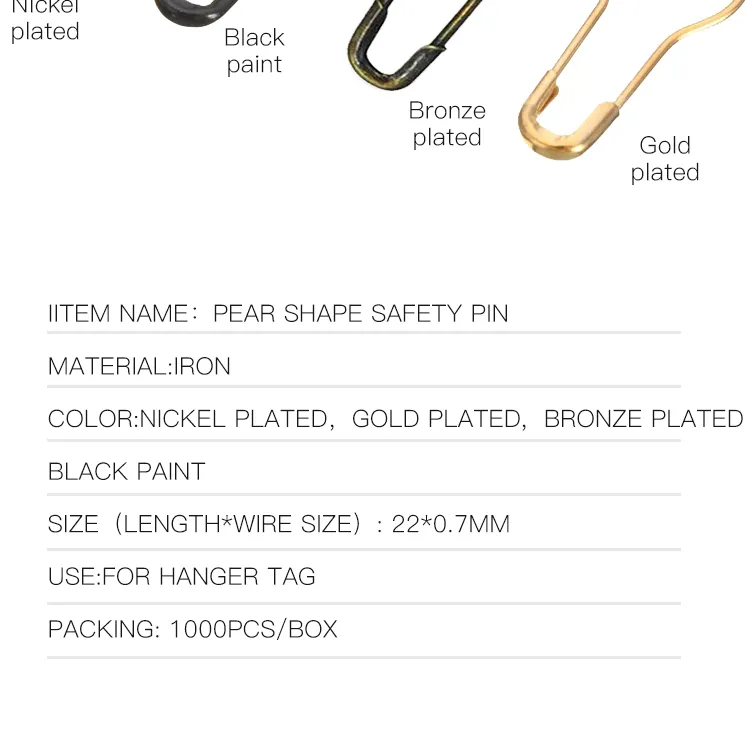 Metal Black Safety Gourd Bulb Pin for Clothing Crafting and DIY