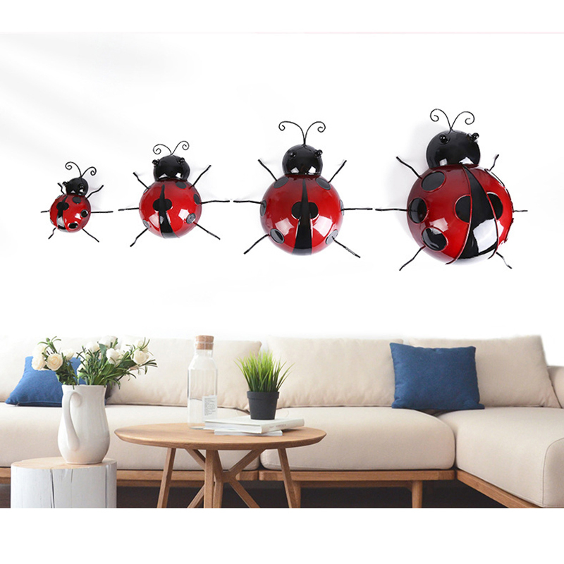 Metal Hanging Ladybird Wall Art Indoor Outdoor Garden Decoration