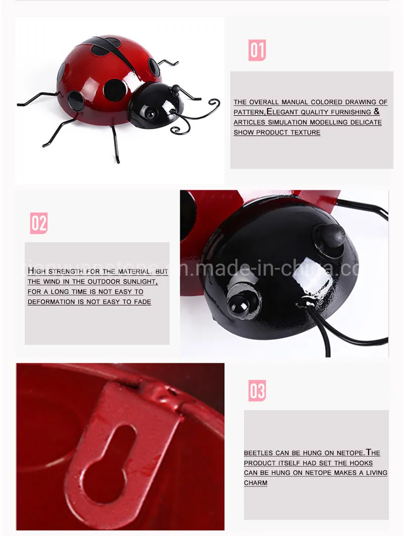 Metal Hanging Ladybird Wall Art Indoor Outdoor Garden Decoration