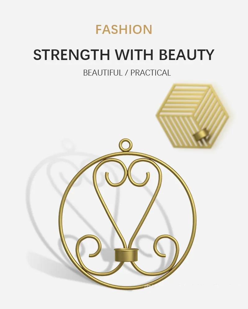 Metal Iron Fashion Personalized Wall-Hung Candlestick Ornaments Candle Holder Wall Home Decoration