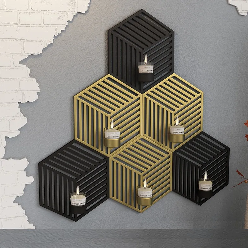Metal Iron Fashion Personalized Wall-Hung Candlestick Ornaments Candle Holder Wall Home Decoration