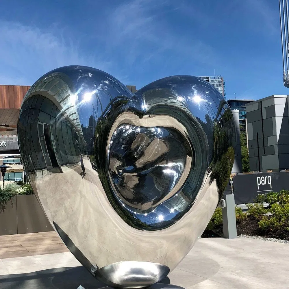 Metal Modern Urban Abstract Statue Stainless Steel Heart Sculpture Large Landmark Sculpture