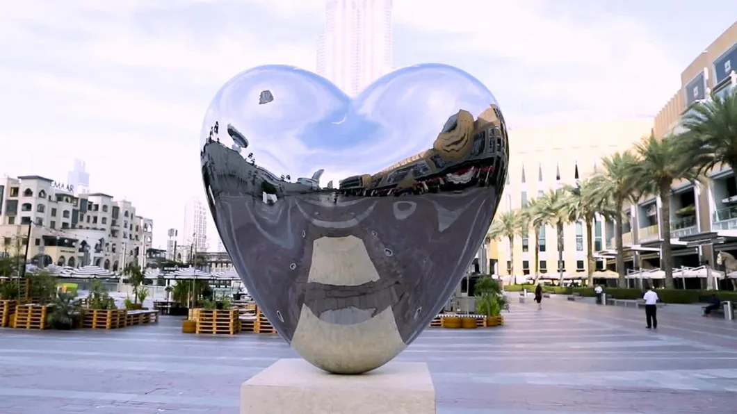 Metal Modern Urban Abstract Statue Stainless Steel Heart Sculpture Large Landmark Sculpture