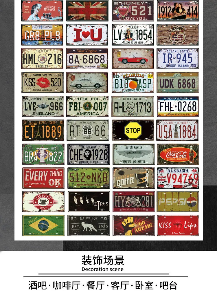Metal Signe Signs Vintage Auto Plaque Garage Wall Decoration Decorative