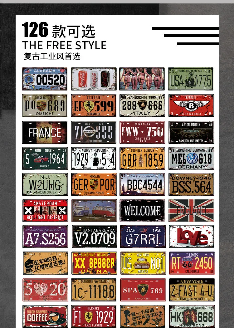 Metal Signe Signs Vintage Auto Plaque Garage Wall Decoration Decorative