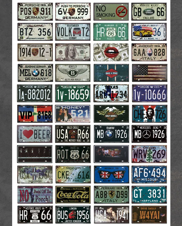 Metal Signe Signs Vintage Auto Plaque Garage Wall Decoration Decorative
