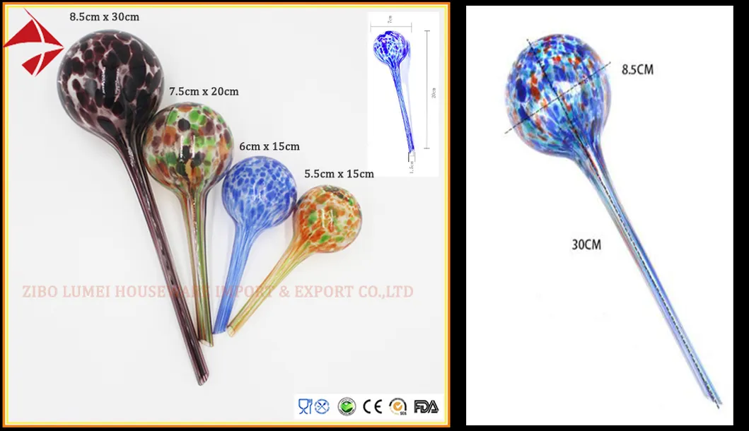 Mixed Color Mini Decorative Hand-Blown Glass Bulbs Ball Small Flower Plant Watering Globes