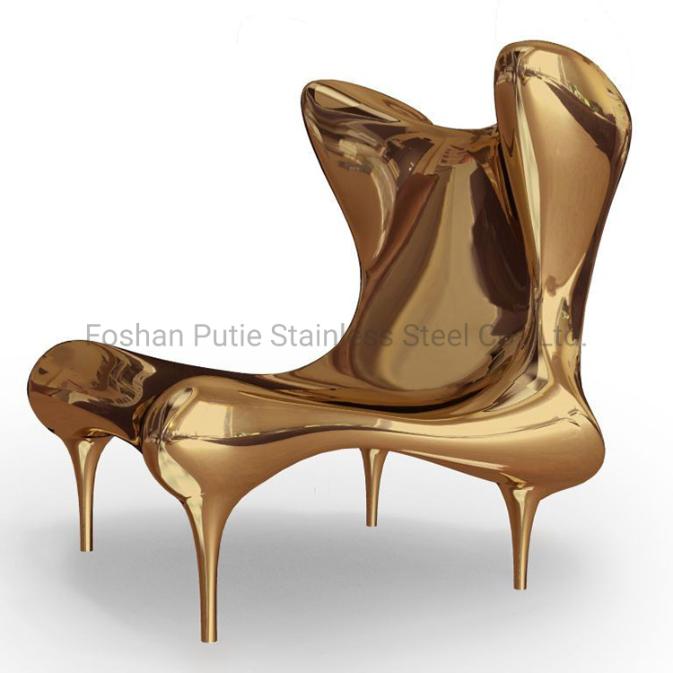 Modern Living Room Art Furniture Wingback Sofa Stainless Steel Chair for Collection